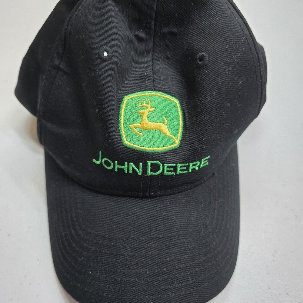 John Deere Canvas Baseball Trucker Hat Cap Black Green Letters Snapback